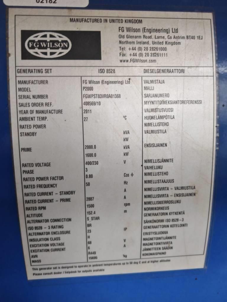 Wilson P2000 Generaattori 2000KVA Dieselgeneraattorit
